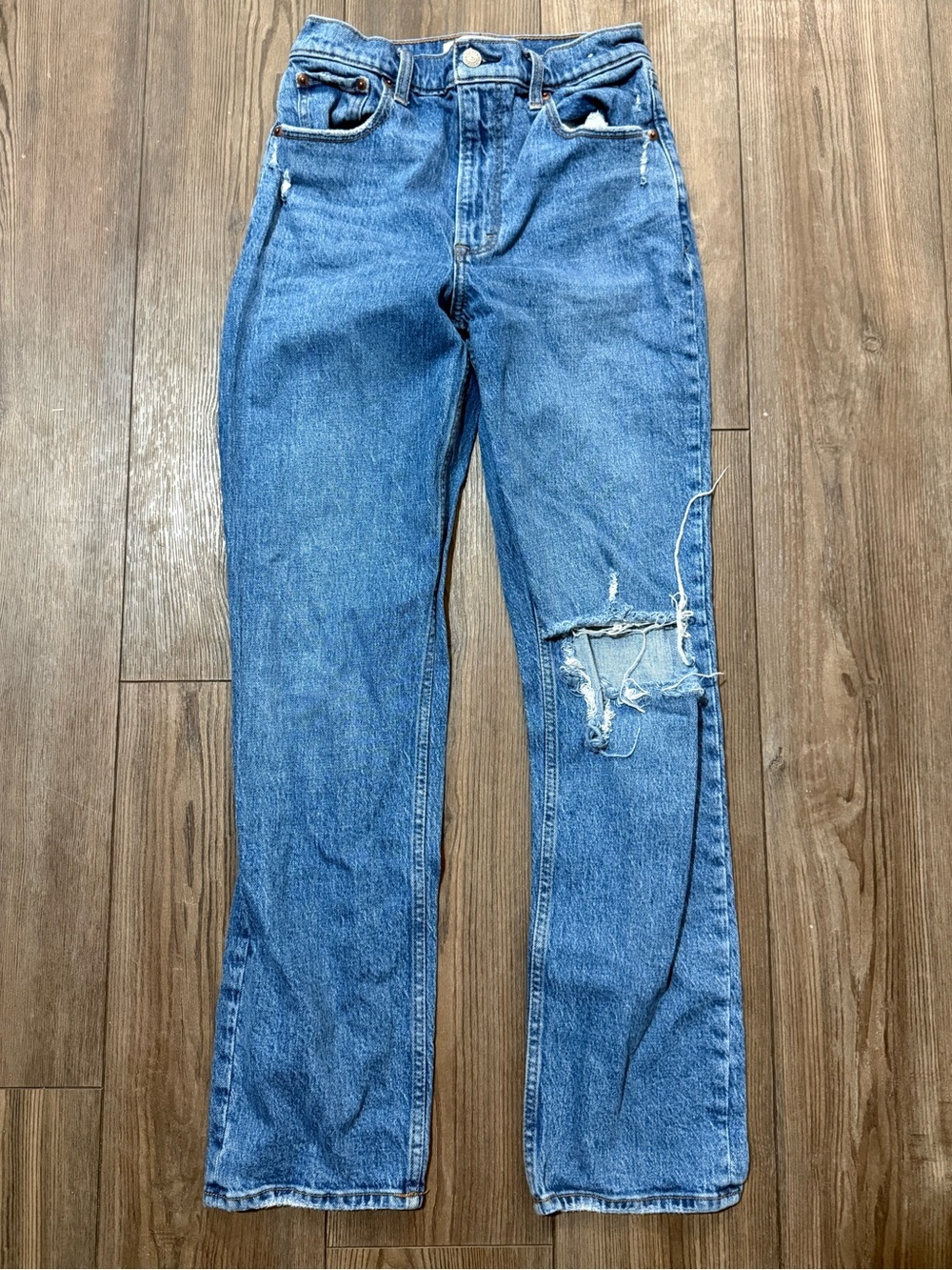 Abercrombie 90s Straight Ultra High Rise Distressed Jeans Womens 26